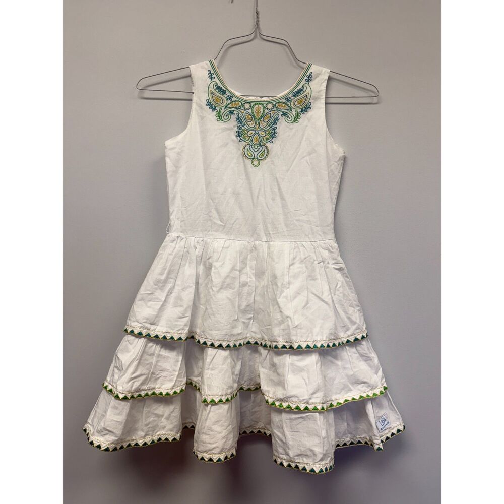 American Girl Lea Clark Girls Sz 8 White Embroidered Tiered Dress Matching Doll